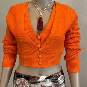 Derek Lam 10 Crosby Arden Double Layer Cardigan - Orange XS